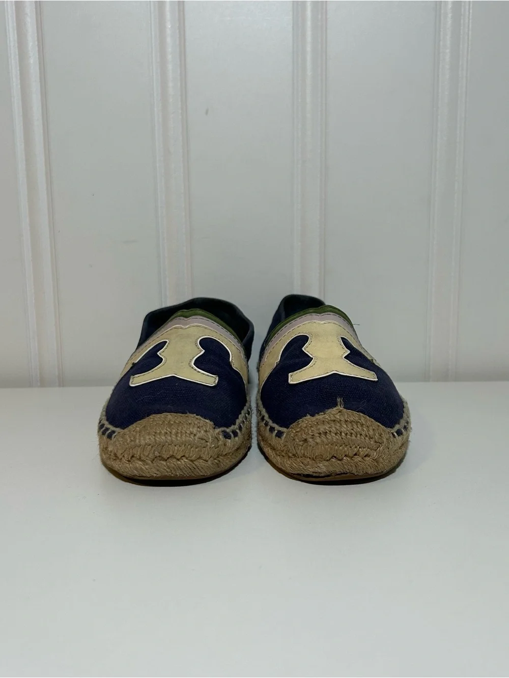 Tory Burch Laguna Navy blue and Cream Women's Espadrille Slip-Ons